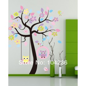 Tree Wall Sticker with Swing Owls 